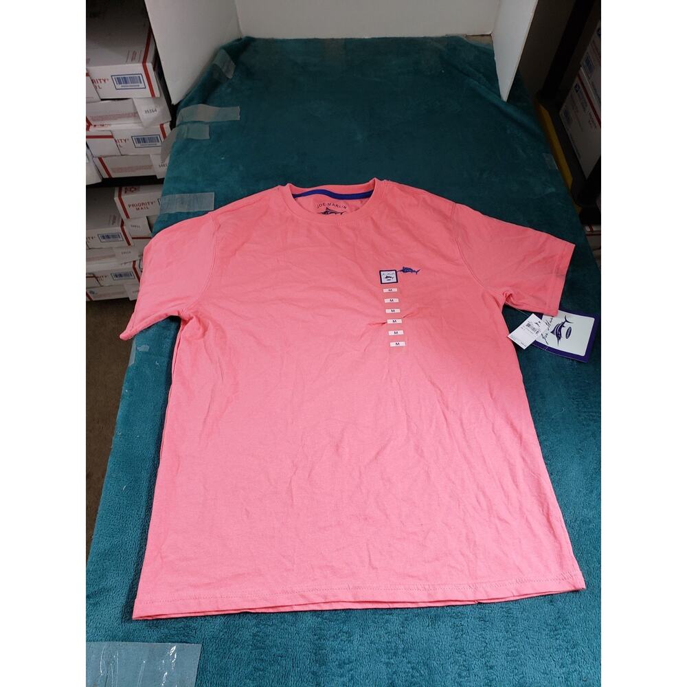 Joe Marlin Shirt Size Medium Mens Pink Stretch Tee Unwind Island Summer NWT